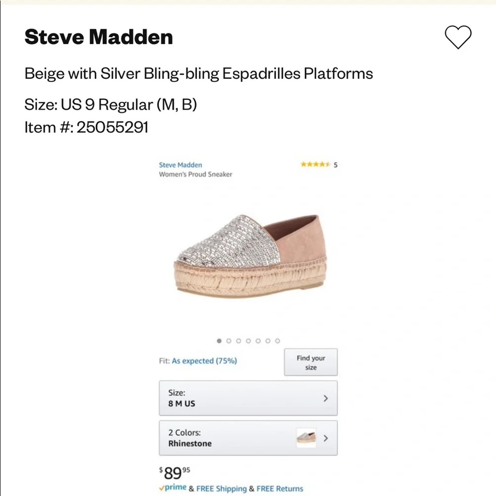 Steve Madden Blush Pink Espadrille Slip-On with Beaded Upper - Picture 7 of 7